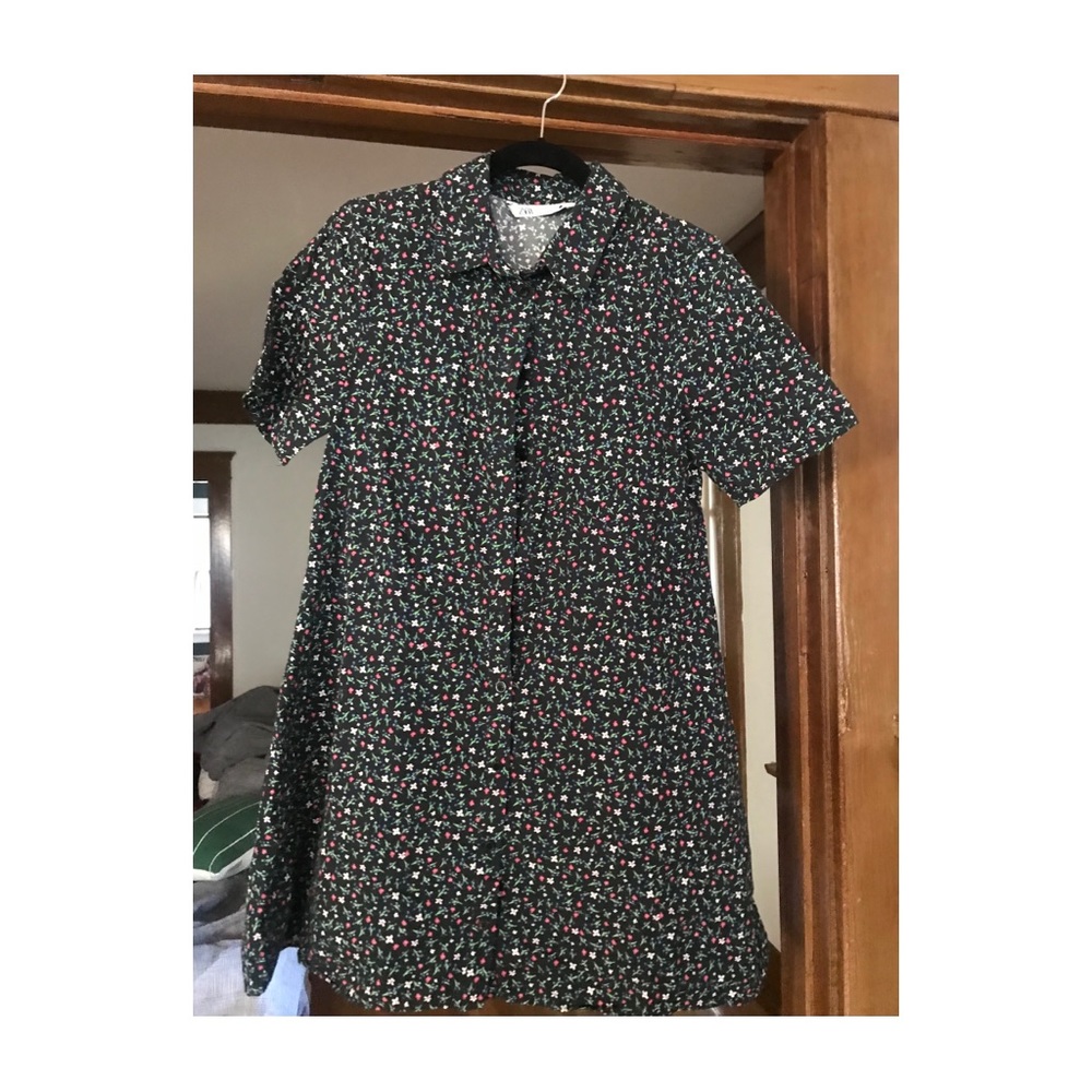 Zara floral shirt dress
